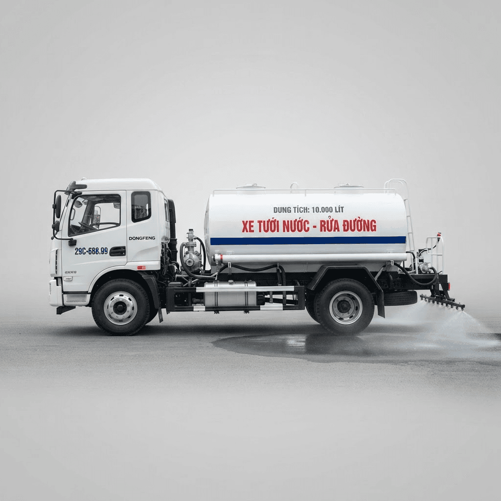 Xe xi téc tưới đường 9m³ chassis Dongfeng tại Quảng Ngãi