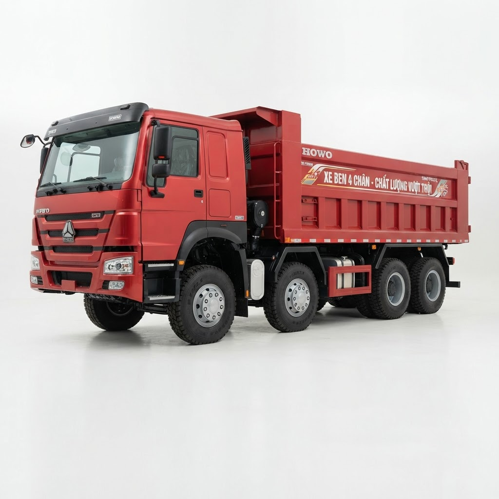 Xe ben HOWO 4 chân 17.7 tấn màu đỏ tại Quảng Ngãi