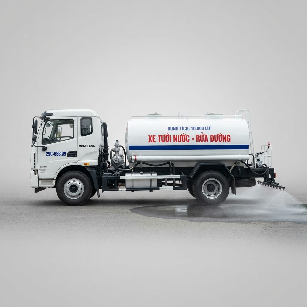 Xe xi téc tưới đường 9m³ chassis Dongfeng tại Quảng Ngãi